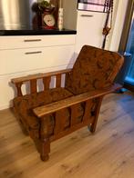 Vintage fauteuil leunstoel, Ophalen, Hout, Gebruikt, Bruin