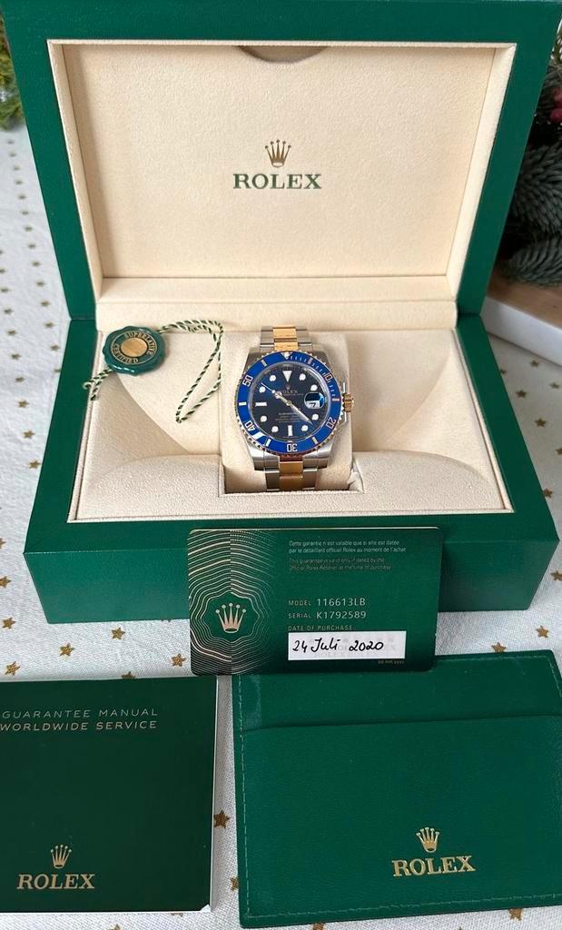 Aangeboden: schitterende Rolex Submariner 116613LB 2019, Sieraden, Tassen en Uiterlijk, Horloges | Heren, Zo goed als nieuw, Rolex