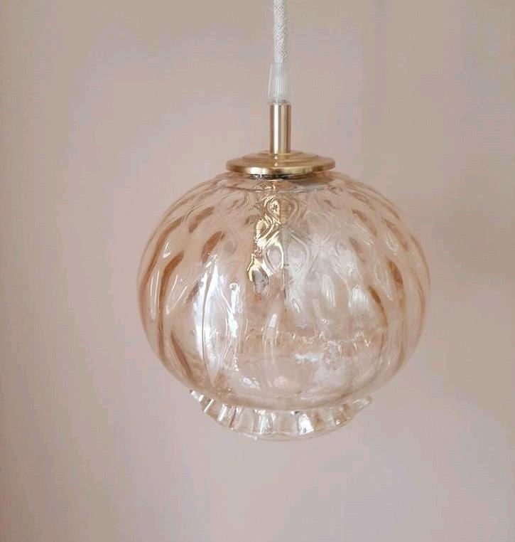 Vintage bubble bol lamp | Jaren 60 amberkleur lamp |, Huis en Inrichting, Lampen | Hanglampen, Zo goed als nieuw, Minder dan 50 cm