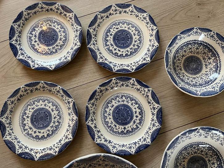 7-delig, Engels blauw servies, Antiek en Kunst, Antiek | Keramiek en Aardewerk, Ophalen