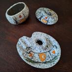 Vintage keramische rokersset ,jaren 50 wit Fat Lava glazuur., Antiek en Kunst, Ophalen of Verzenden