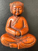 Boxwood Okimono van een mediterend meisje Japan, Ophalen of Verzenden