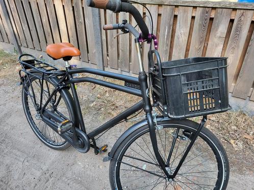Mat,zwarte herenfiets, Fietsen en Brommers, Fietsen | Heren | Herenfietsen, Zo goed als nieuw, Overige merken, 57 tot 61 cm, Versnellingen