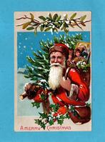 Mooie oude kerstkaart M213 - Winterscene met Santa - 1910, Verzamelen, Ophalen of Verzenden, Voor 1920, Gelopen, Feest(dag)
