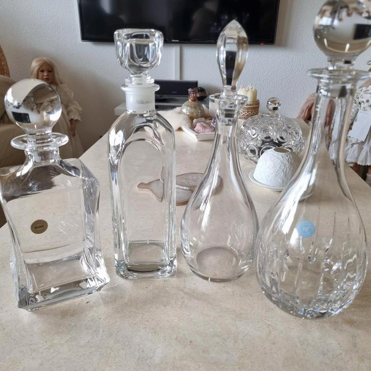 Karaffen Set - 4 Prachtige Stuks, Antiek en Kunst, Antiek | Glas en Kristal, Ophalen of Verzenden