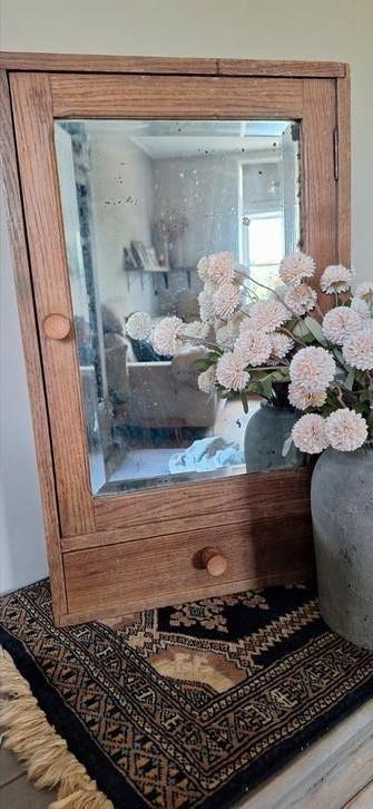 Oud frans antiek kastje wandkastje lade Facet geslepen glas beschikbaar voor biedingen