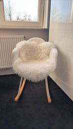 Schommelstoel wit en hout look a like eames vitra, Ophalen, Zo goed als nieuw, Metaal