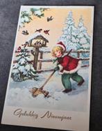 Meisje sneeuw aan het scheppen bij vogelhuisje, Verzamelen, Verzenden, Gelopen, Feest(dag)