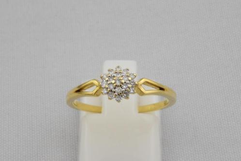 14 karaat gouden ring met Diamanten 863-G, Sieraden, Tassen en Uiterlijk, Ringen, Gebruikt, Dame, 17 tot 18, Goud, Goud, Met edelsteen