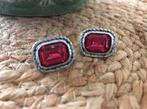 💝 Vintage oorbellen COSTUME JEWELRY roze rood, Overige materialen, Ophalen of Verzenden, Zo goed als nieuw, Rood