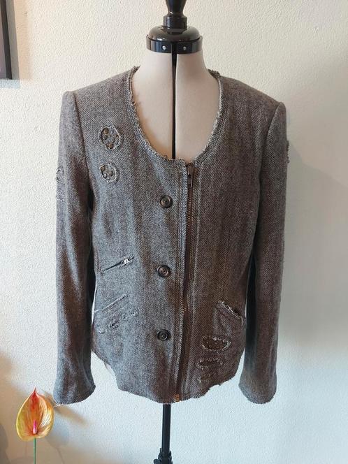 SET grijs wollen jasje mt. 40, Kleding | Dames, Jasjes, Kostuums en Pakken, Zo goed als nieuw, Jasje, Maat 38/40 (M), Grijs, Ophalen of Verzenden
