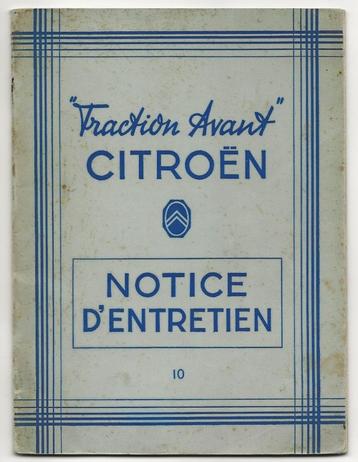 Citroen Traction Avant 1939 notice handleiding (A1416) beschikbaar voor biedingen
