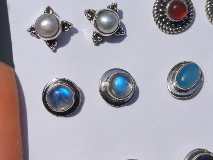 Vanoli 925 zilveren oorbellen / oorknopjes met maansteen, Sieraden, Tassen en Uiterlijk, Oorbellen, Nieuw, Knopjes of Stekers