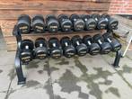 TKA: zeer goede staat dumbell set 2.5 /40kg + 2 opbergrekken, Ophalen, Zo goed als nieuw, Dumbbell