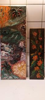 2 prachtige hoge bloemenschilderijen, Huis en Inrichting, Schilderij, Ophalen of Verzenden, Zo goed als nieuw, 50 tot 75 cm