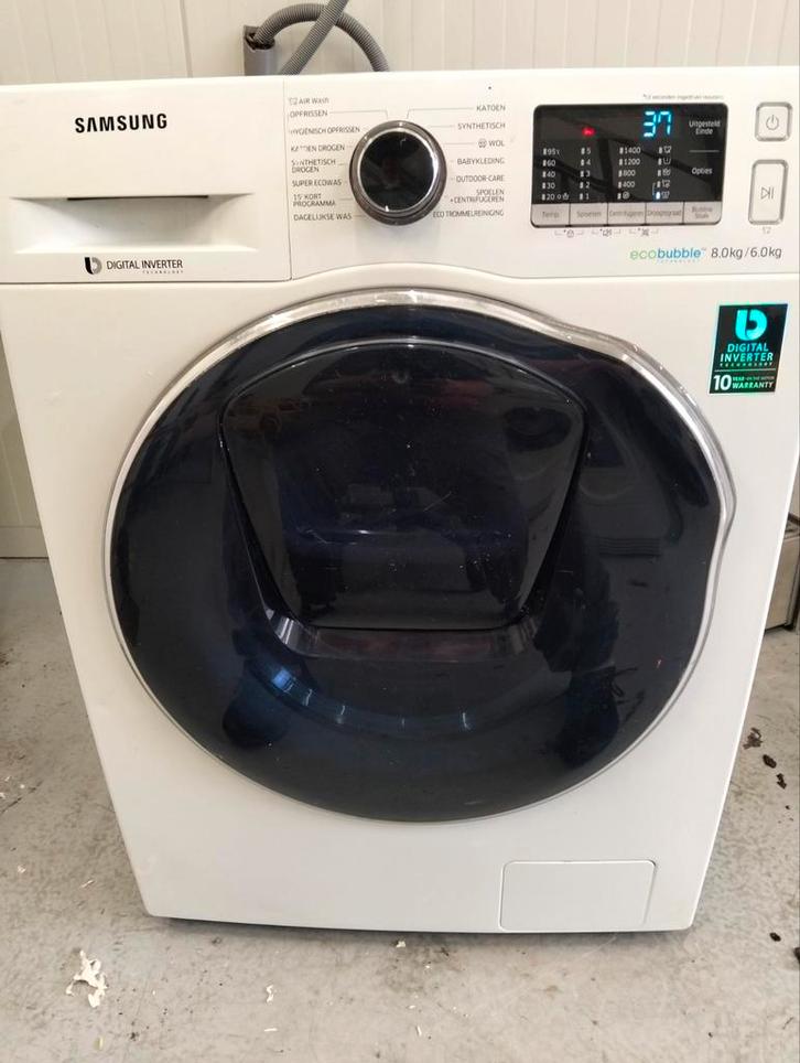 Samsung Ecobubble Was-Droogcombi 8kg Addwash, Witgoed en Apparatuur, Was-droogcombinaties, Gebruikt, 6 tot 8 kg, 85 tot 90 cm