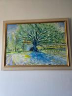 Olieverf schilderij - Boom bij watermolen, Ophalen of Verzenden