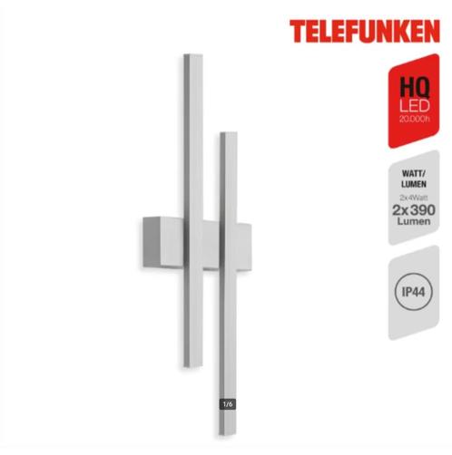 Telefunken Graz 313006TF wandlamp ip44 2x4W NIEUW, Huis en Inrichting, Lampen | Wandlampen, Nieuw, Kunststof, Metaal, Ophalen of Verzenden