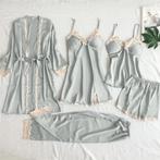 Grijze dames nachtjapon met kant kimono ochtendjas babydoll, Kleding | Dames, Ondergoed en Lingerie, Verzenden, Grijs, Nachtkleding