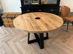 Zeer mooie ronde design tafel met uitgebreid oplaadpunt, Huis en Inrichting, Tafels | Eettafels, Ophalen, Eikenhout, Rond, Zo goed als nieuw