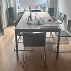 Eettafel, staal met fineerblad, Huis en Inrichting, Tafels | Eettafels, Ophalen, Gebruikt, 100 tot 150 cm, 200 cm of meer