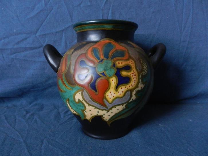 Plateel geoorde vaas decor RA , Kon Zuid Holland Gouda 1931, Antiek en Kunst, Antiek | Keramiek en Aardewerk, Ophalen of Verzenden