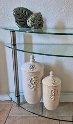 2 grote aardewerk potten met deksel, set Vintage, Ophalen, Zo goed als nieuw