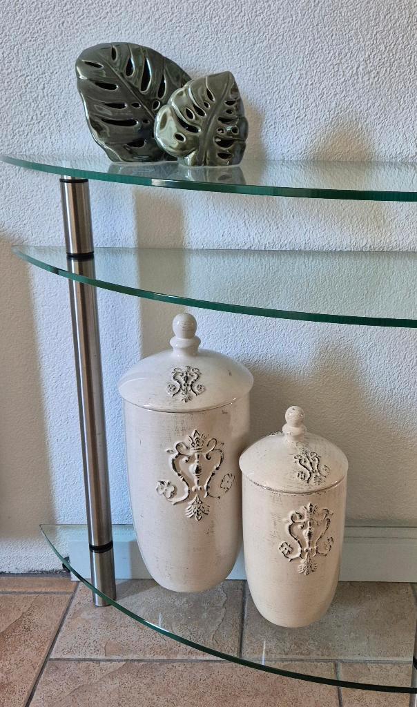 2 grote aardewerk potten met deksel, set Vintage, Huis en Inrichting, Woonaccessoires | Stolpen, Zo goed als nieuw, Ophalen