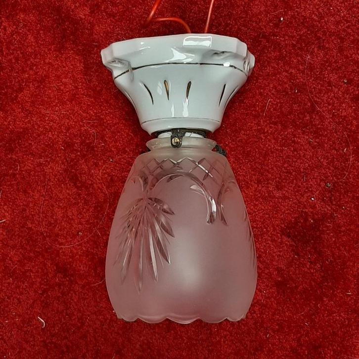 Antieke plafondlamp met fittinghouder / plafondkap porselein, Antiek en Kunst, Antiek | Lampen, Ophalen
