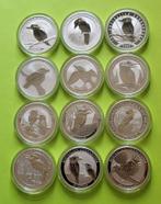 Kookaburra's 2007 t/m 2018 - 12 x 1 oz zilver, Verzenden, Zilver