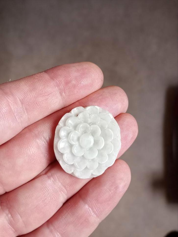 Gecertificeerde Jadeiet Jade A Bloem Kettinghanger Amulet, Sieraden, Tassen en Uiterlijk, Kettingen, Nieuw, Steen of Mineraal