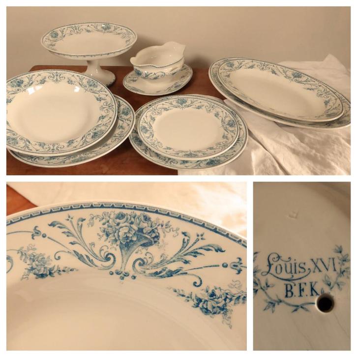TOP servies delen LOUIS XVI van BFKL (BOCH) in kleur petrol, Antiek en Kunst, Antiek | Servies los, Ophalen of Verzenden
