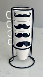 Coffe cups x 4 with mustasche, Ophalen, Zo goed als nieuw, Overige stijlen