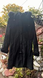 Zwarte Suède Winterjas met Bont M nieuwe, Maat 38/40 (M), Zwart, Nieuw, Ophalen of Verzenden