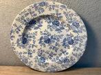 Oud Engels bord met blauwe bloemen, Ophalen of Verzenden
