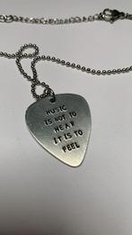 Plectrum ball chaim ketting 61 cm met gegraveerde tekst, Ophalen of Verzenden, Zo goed als nieuw, Zilver, Overige materialen