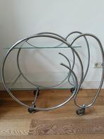 Vintage salontafel, bijzettafel chroom en glas, Huis en Inrichting, Ophalen, Minder dan 55 cm, Gebruikt, Metaal of Aluminium