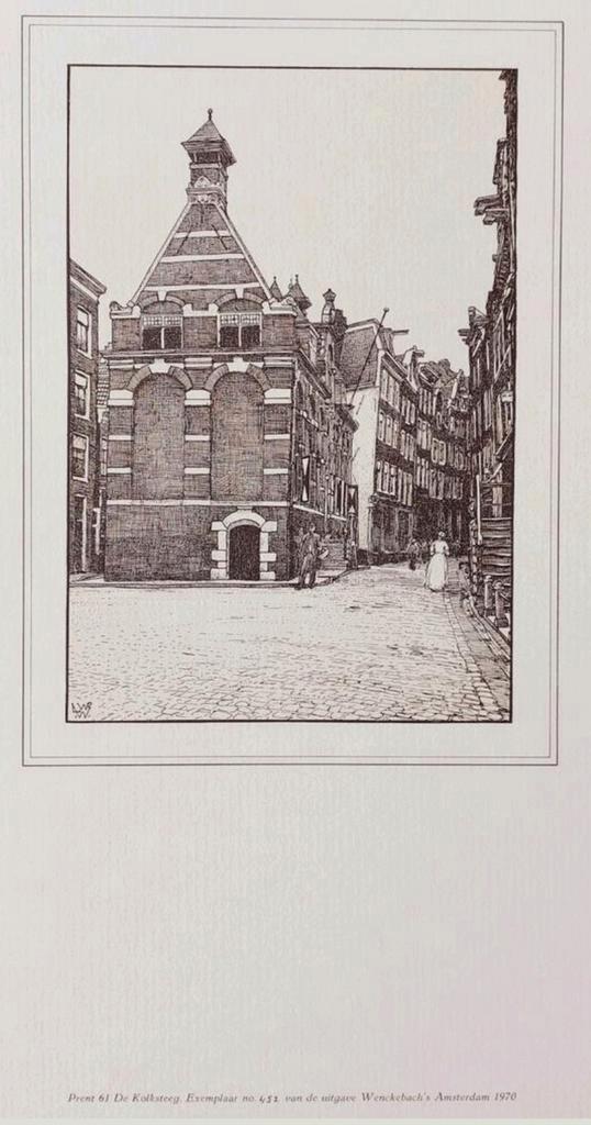 Ets De Kolksteeg Amsterdam 1920, Antiek en Kunst, Kunst | Etsen en Gravures, Ophalen of Verzenden
