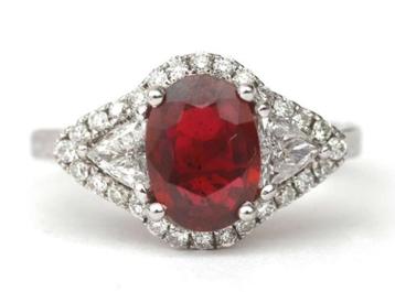 14 kt gouden ring 0.70 ct robijn 0.60 ct diamanten briljant beschikbaar voor biedingen