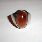 Ring Carneool Zilver, Sieraden, Tassen en Uiterlijk, Ringen, Gebruikt, Overige kleuren, 20 of groter, Verzenden