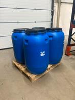 Blauw kunststof vat met draaideksel – 220 liter, Tuin en Terras, Regentonnen, 150 liter of meer, Ophalen, Zo goed als nieuw, Kunststof