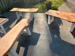 Tuin bankjes staal douglas, Ophalen of Verzenden, Zo goed als nieuw, Rechthoekig, Hout