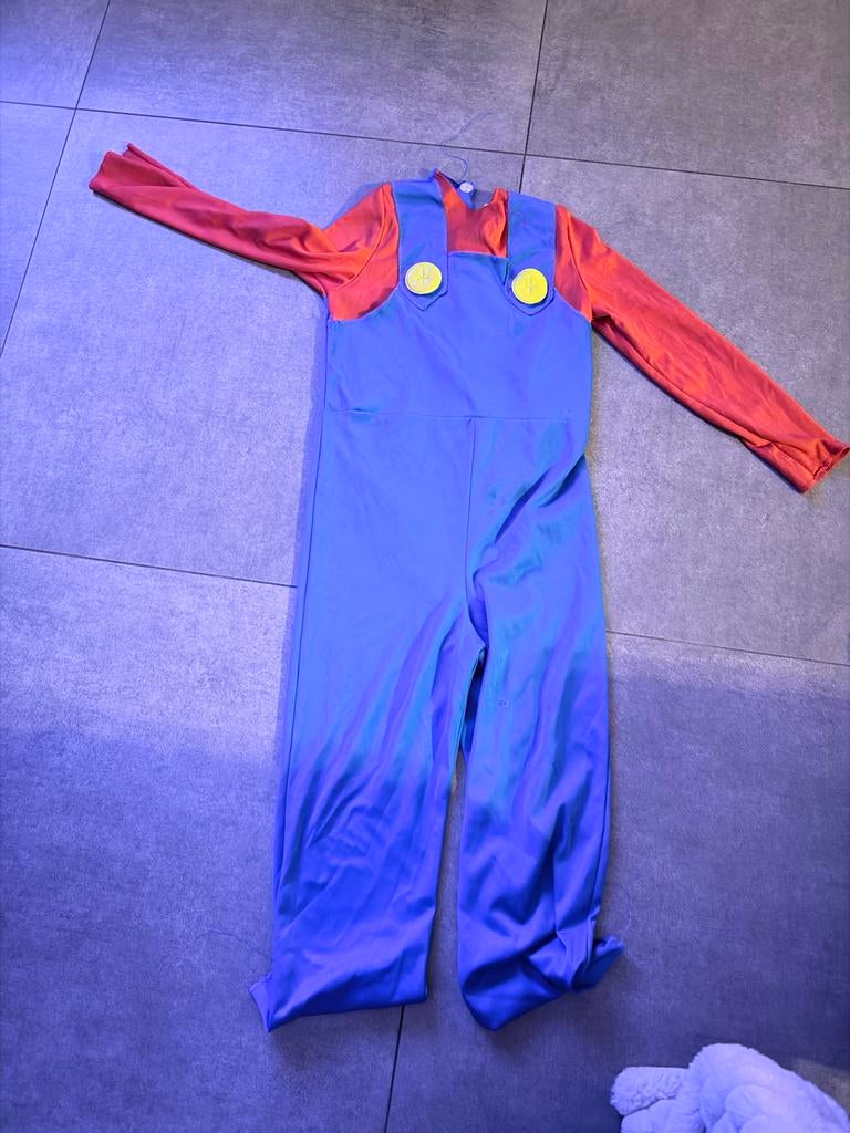 Super Mario Kostuum - Zonder Pet, Ophalen of Verzenden, Gebruikt, 122 t/m 128, Jongen of Meisje