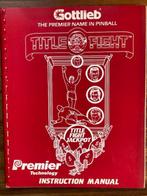 GOTTLIEB TITLE FIGHT INSTRUCTION MANUAL, Verzamelen, Automaten | Flipperkasten, Elektronisch, Zo goed als nieuw, Flipperkast, Gottlieb