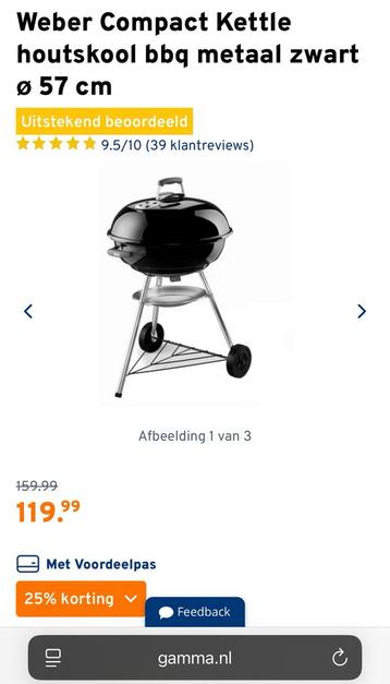 Weber compact kettle houtskool barbecue + fire starter 57 cm beschikbaar voor biedingen
