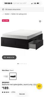 Brimnes bed, Huis en Inrichting, Slaapkamer | Bedden, Zwart, Tweepersoons, Zo goed als nieuw, 200 cm