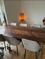 Visgraat tafel met gouden frame - 220x90cm, Huis en Inrichting, Ophalen, Eikenhout, 200 cm of meer, 50 tot 100 cm