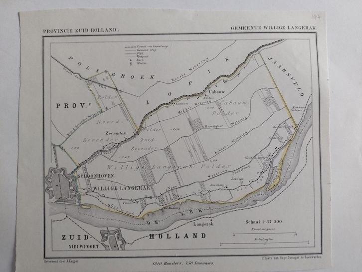 197 / Willige Langerak Schoonhoven Nieuwpoort Cabauw, Antiek en Kunst, Kunst | Litho's en Zeefdrukken, Ophalen of Verzenden