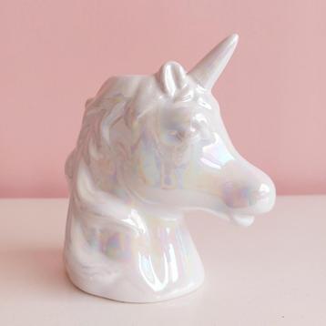 Eenhoorn vaasje, iriserend, regenboog, wit beschikbaar voor biedingen