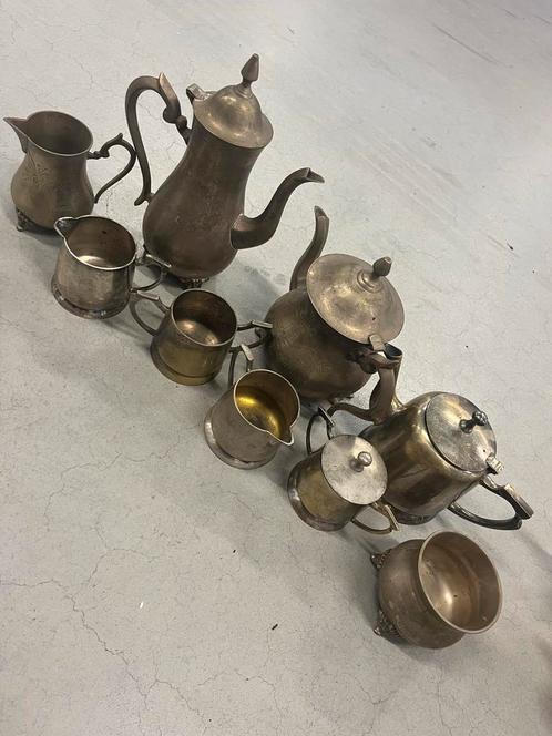 Verzilverd Thee/Koffieservies, Antiek en Kunst, Antiek | Overige Antiek, Ophalen
